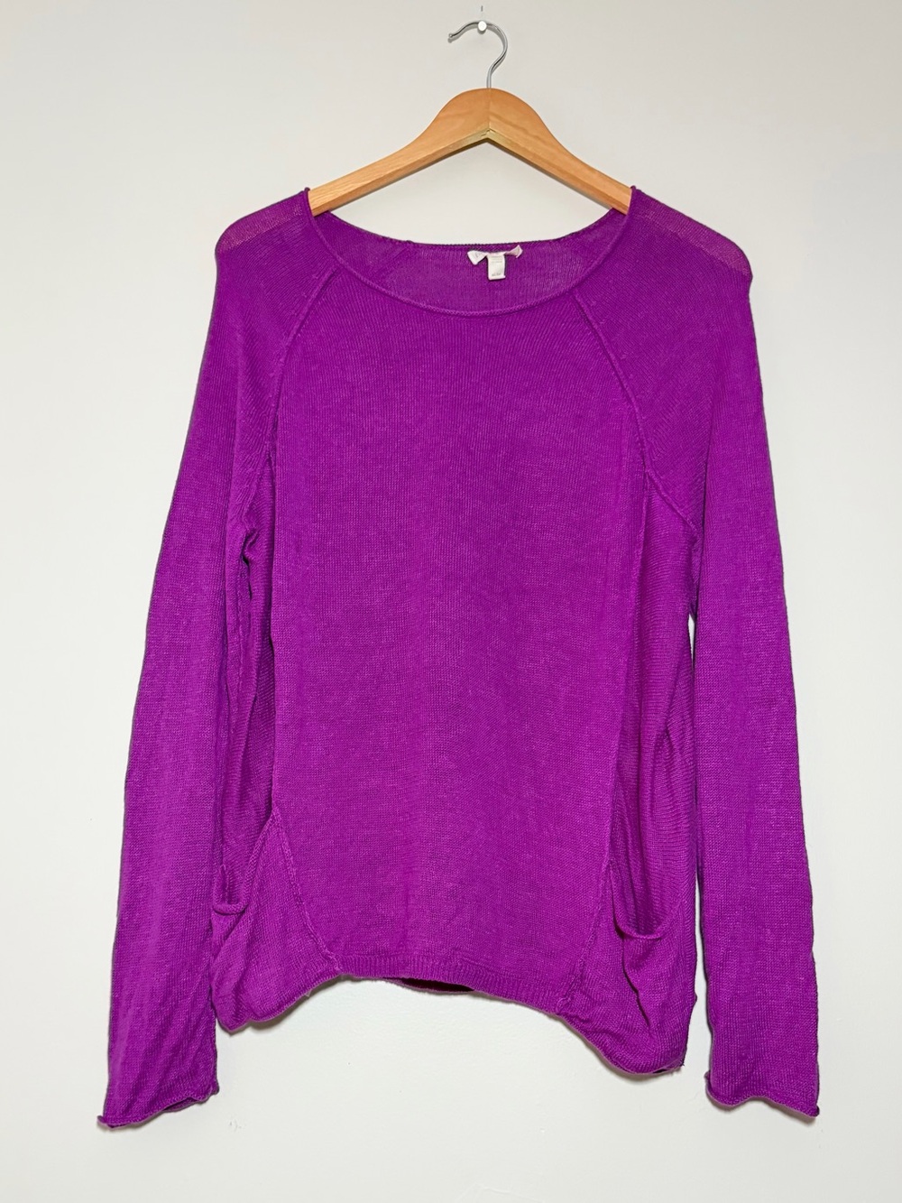 Eileen Fisher Boxy Pocket Sweater Linen